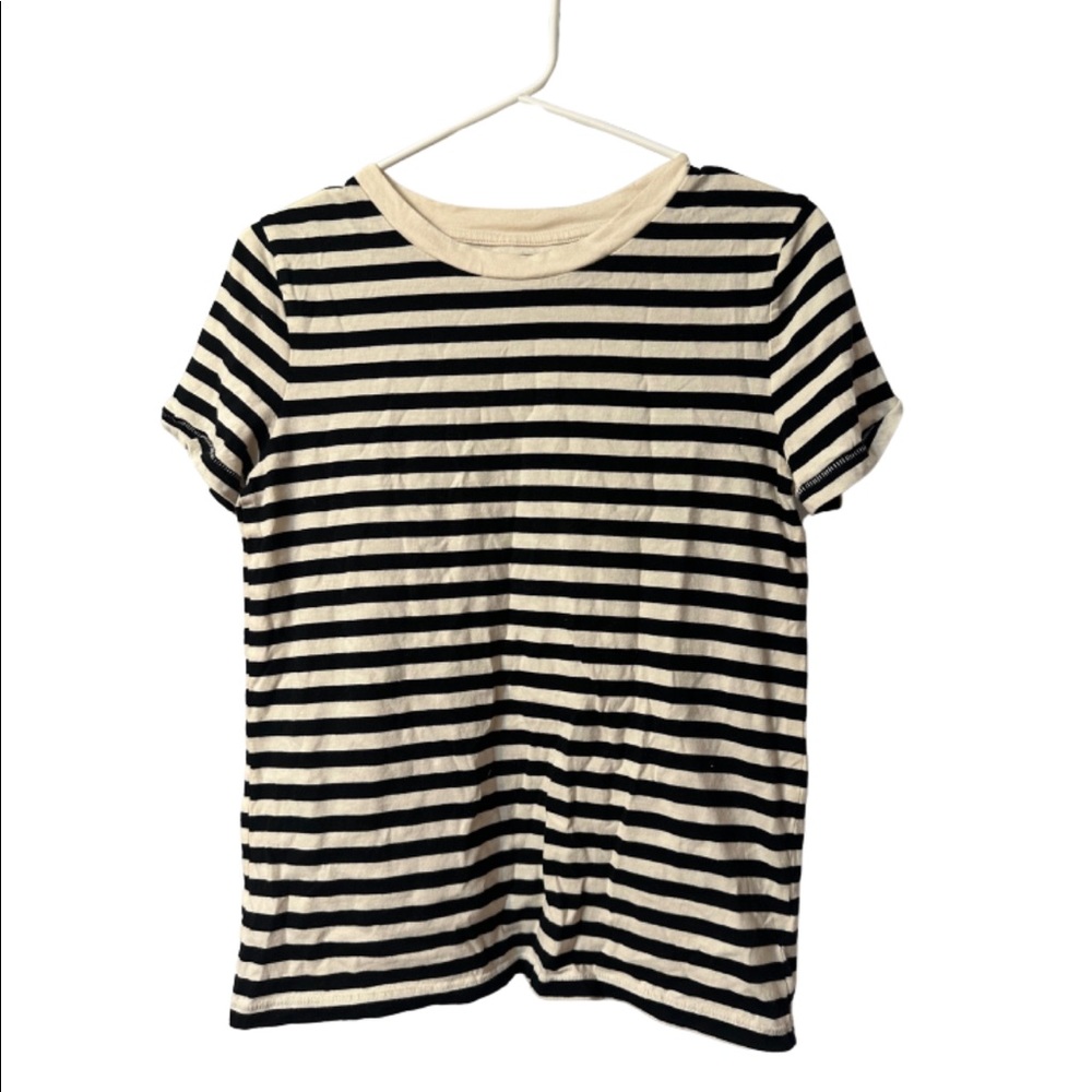Gap Basic Striped Tee - Cream And Black - image 1